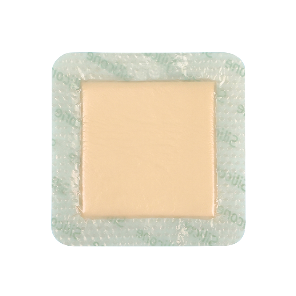 10 x 10 cm großer Schaumverband mit Silikonrand