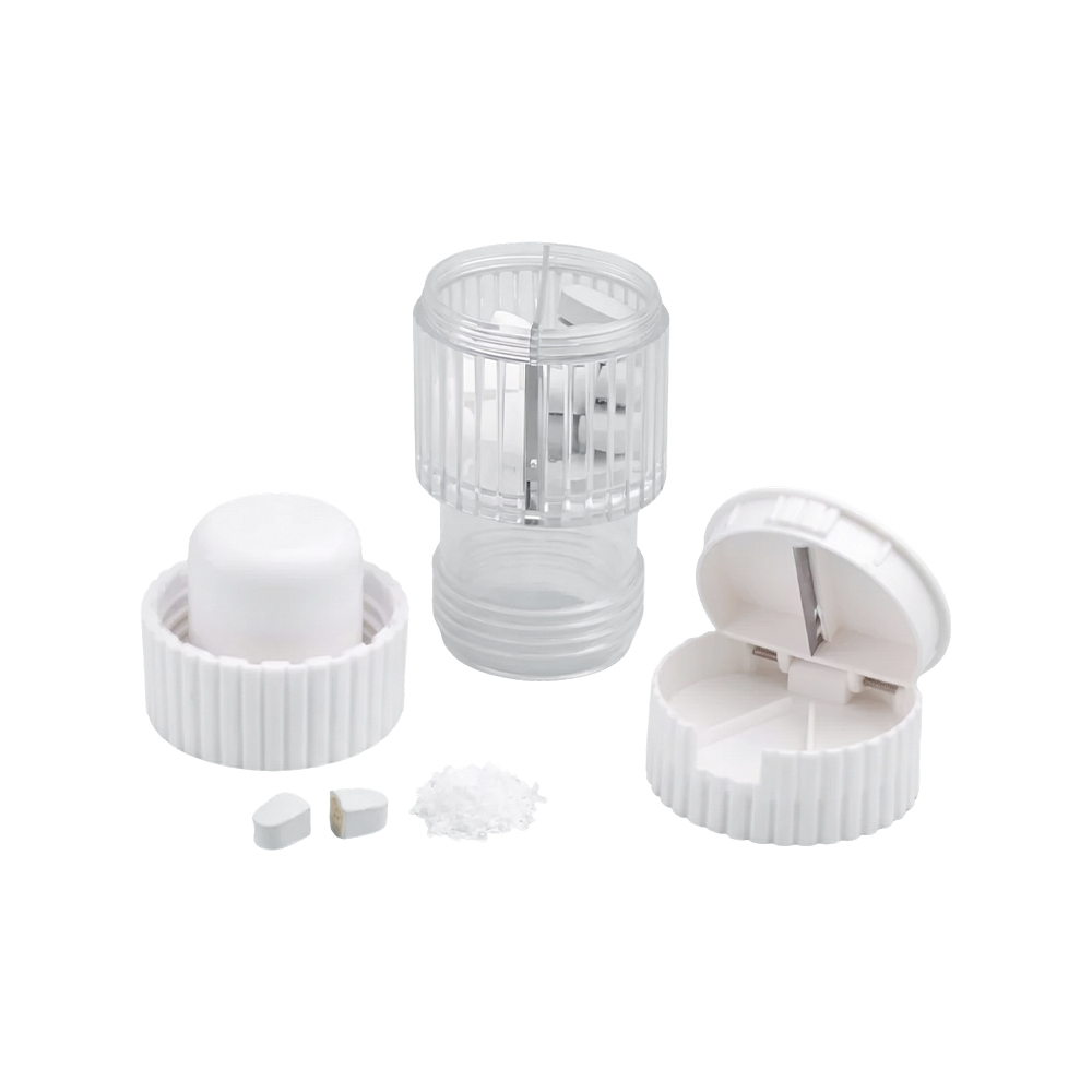 Transparenter 3-in-1-Pillenschneider und -zerkleinerer