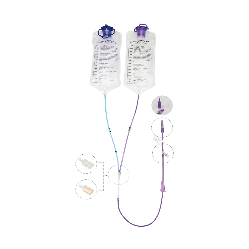 Pump Feed Dual-Bag-Röhrchen-Ernährungssystem 1000 ml/1200 ml mit Spike- und Schraub-Spike-Optionen