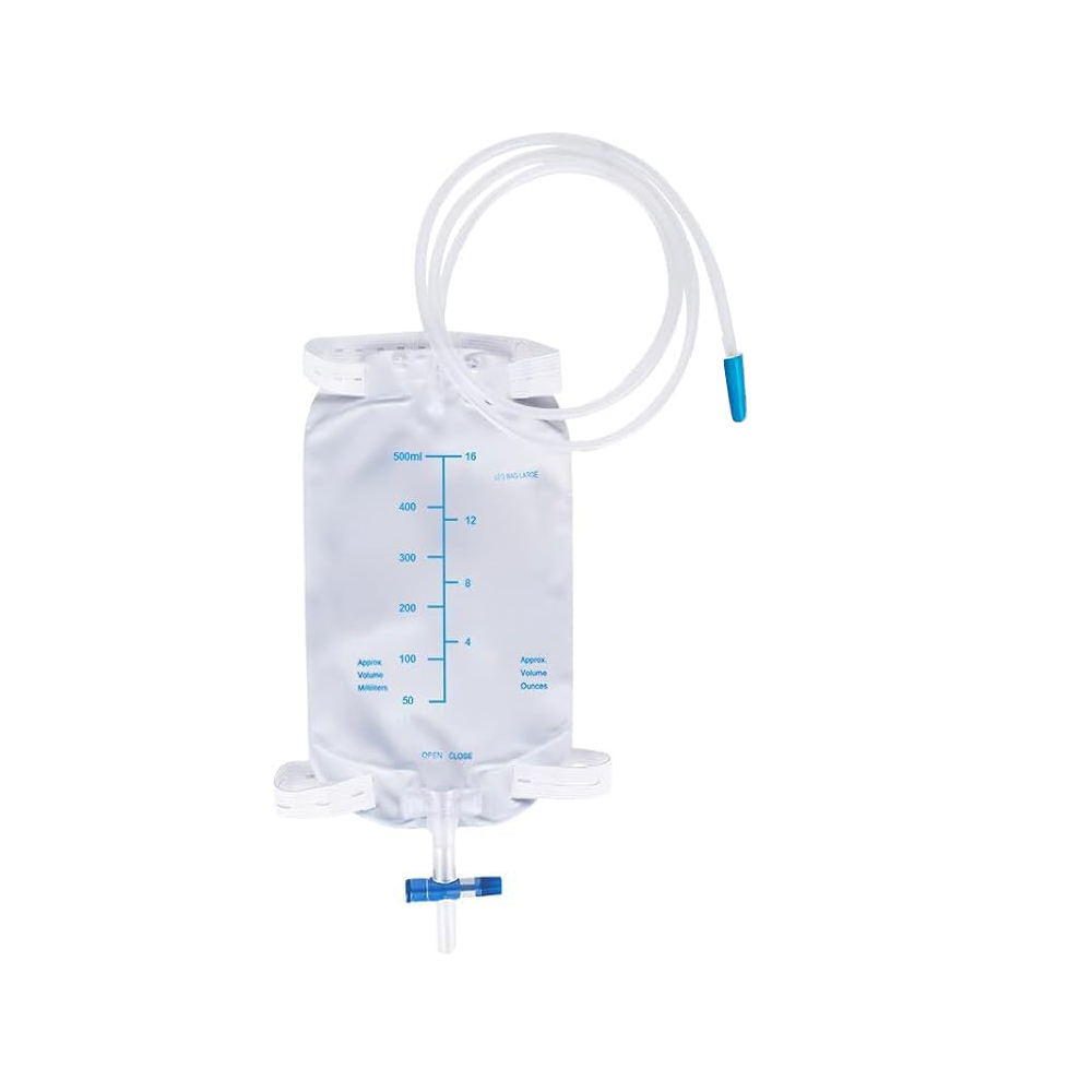 500 ml tragbarer und diskreter latexfreier medizinischer Urin-Beinbeutel aus PVC mit Anti-Reflux-Ventil